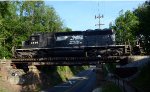 Lead unit of NS yard job E23 crosses Campbell Avenue on the Old Main Line